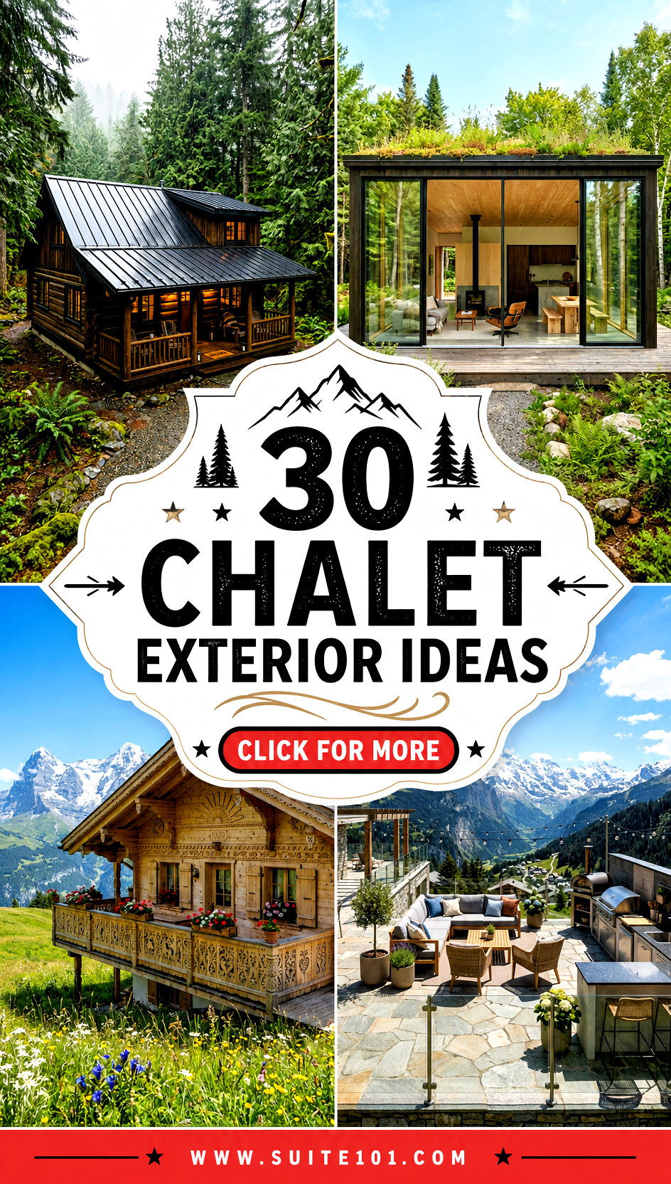 30 Chalet Exterior Ideas for a Rustic Dreamy Mountain Look - 30 Chalet Exterior Ideas for a Rustic, Dreamy Mountain Look