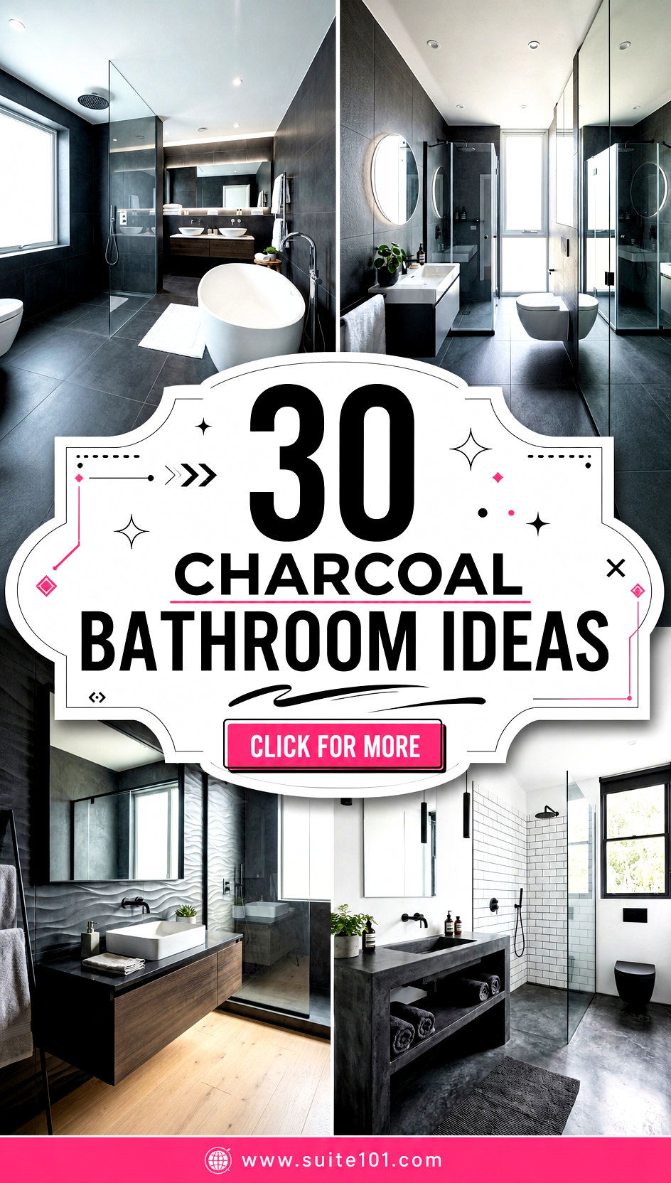 30 Charcoal Bathroom Ideas for a Moody Modern Bathroom Reset - 30 Charcoal Bathroom Ideas for a Moody, Modern Bathroom Reset