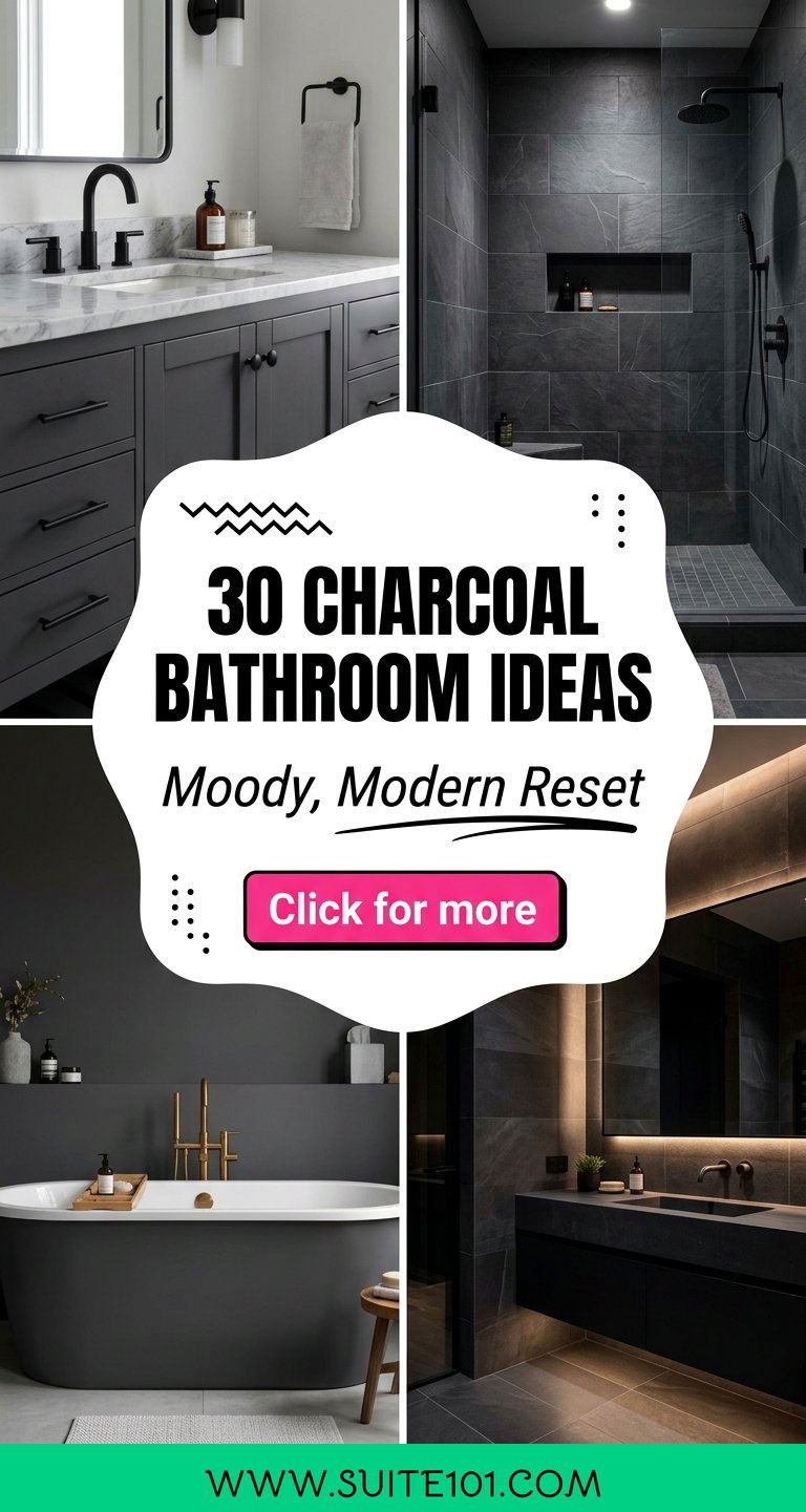 30 Charcoal Bathroom Ideas for a Moody Modern Bathroom Reset - 30 Charcoal Bathroom Ideas for a Moody, Modern Bathroom Reset