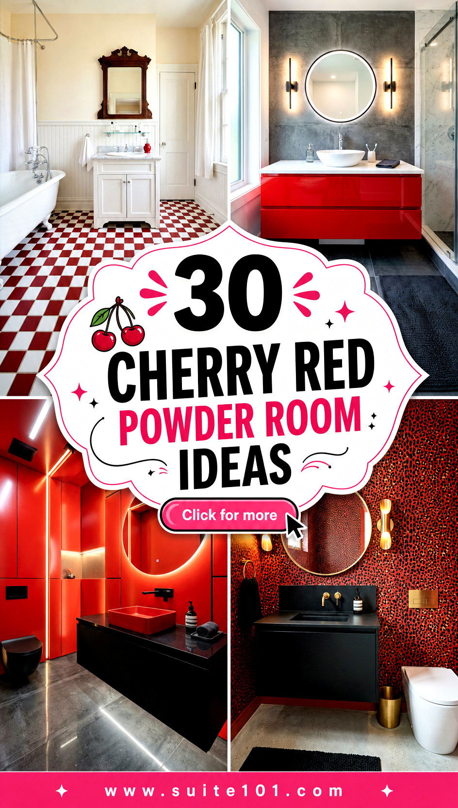 30 Cherry Red Powder Room Ideas for Bold Glam Style Today - 30 Cherry Red Powder Room Ideas for Bold, Glam Style Today