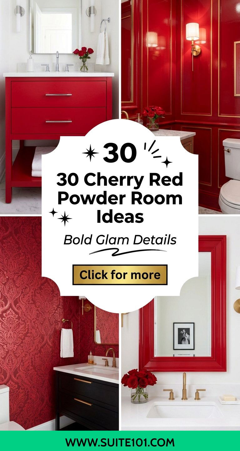 30 Cherry Red Powder Room Ideas for Bold Glam Style Today - 30 Cherry Red Powder Room Ideas for Bold, Glam Style Today