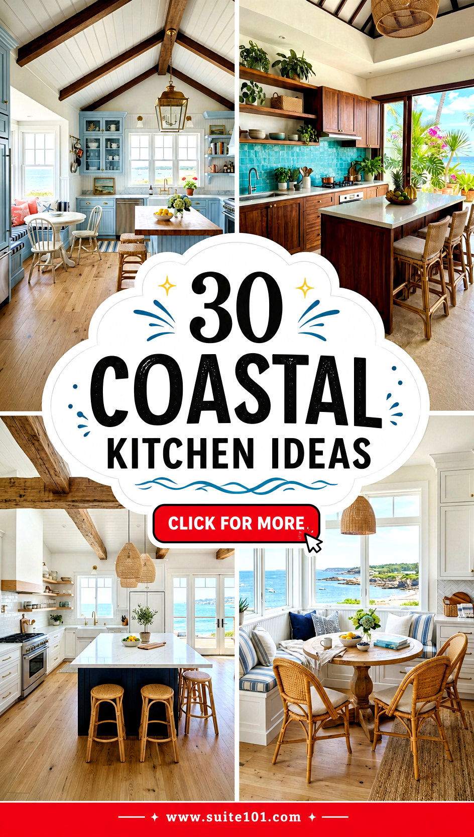 30 Coastal Kitchen Ideas for Bright Beachy Cooking Spaces - 30 Coastal Kitchen Ideas for Bright, Beachy Cooking Spaces