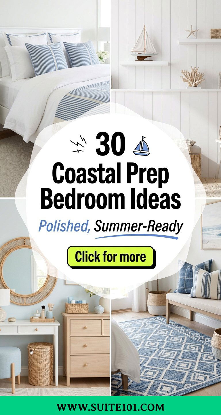 30 Coastal Prep Bedroom Ideas for Polished Summer-Ready Style - 30 Coastal Prep Bedroom Ideas for Polished, Summer-Ready Style