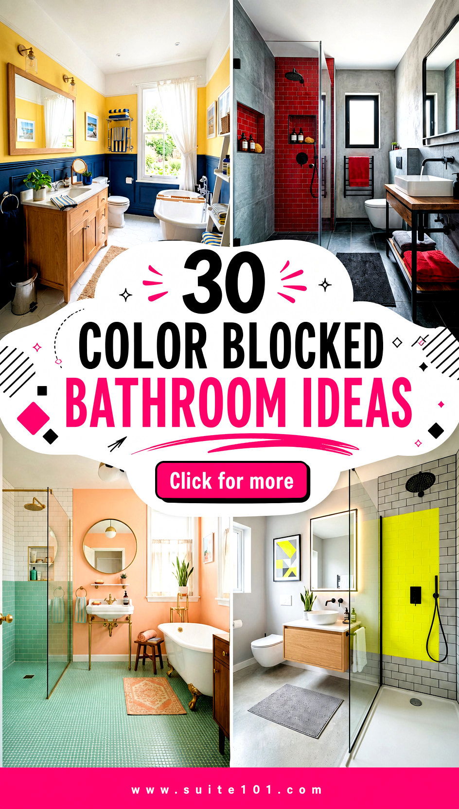 30 Color Blocked Bathroom Ideas for Bold Beautiful Style - 30 Color Blocked Bathroom Ideas for Bold, Beautiful Style