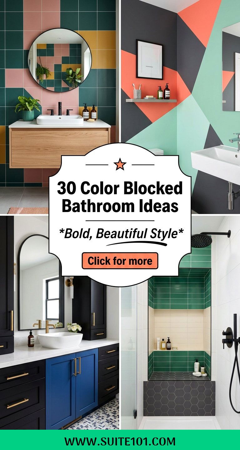 30 Color Blocked Bathroom Ideas for Bold Beautiful Style - 30 Color Blocked Bathroom Ideas for Bold, Beautiful Style