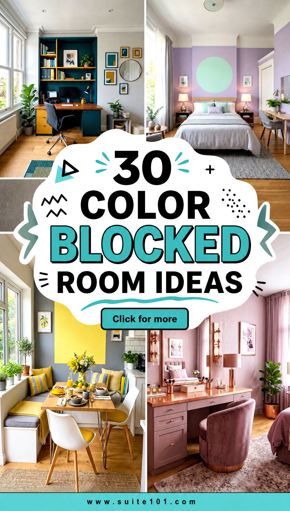 30 Color Blocked Room Ideas to Add Instant Personality - 30 Color Blocked Room Ideas to Add Instant Personality