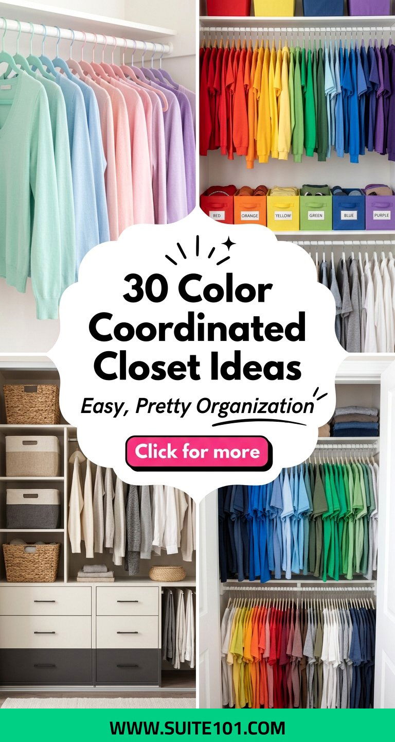 30 Color Coordinated Closet Ideas for Easy Pretty Organization - 30 Color Coordinated Closet Ideas for Easy, Pretty Organization
