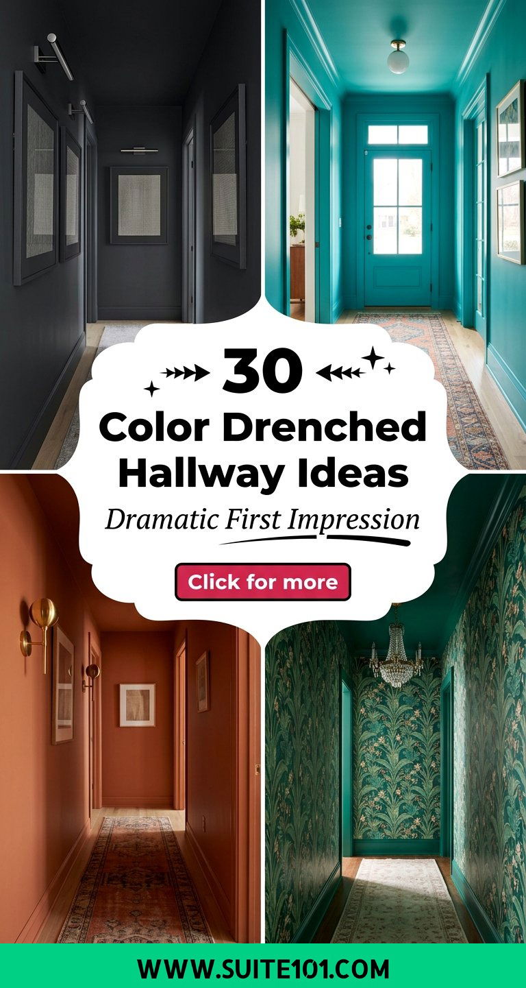 30 Color Drenched Hallway Ideas for a Dramatic First Impression - 30 Color Drenched Hallway Ideas for a Dramatic First Impression