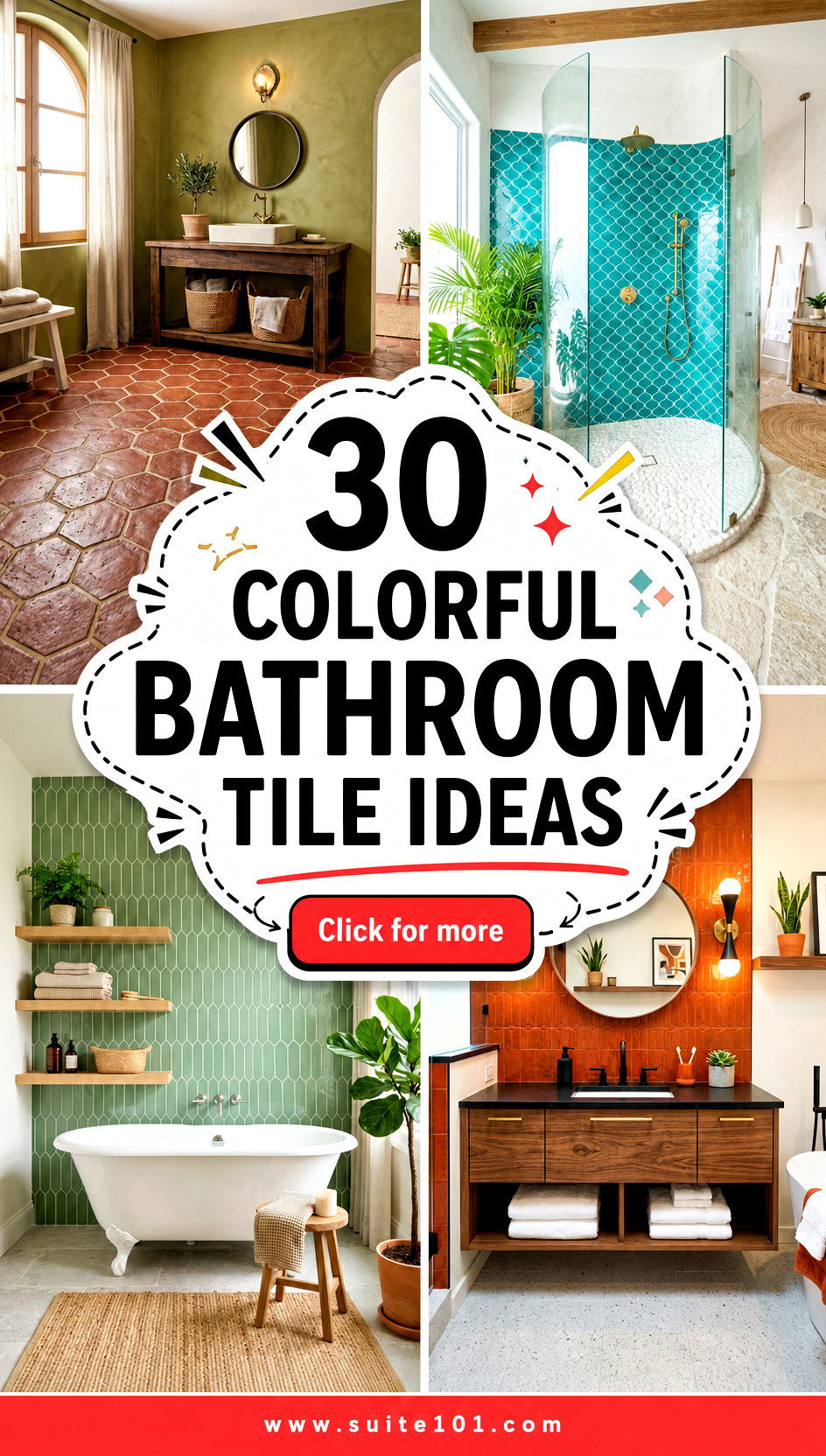 30 Colorful Bathroom Tile Ideas to Brighten Your Space Fast - 30 Colorful Bathroom Tile Ideas to Brighten Your Space Fast