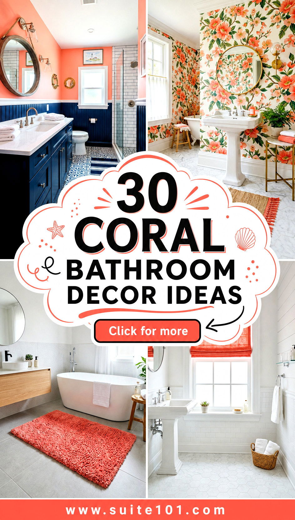 30 Coral Bathroom Decor Ideas for Fresh Sunny Spa Vibes - 30 Coral Bathroom Decor Ideas for Fresh, Sunny Spa Vibes