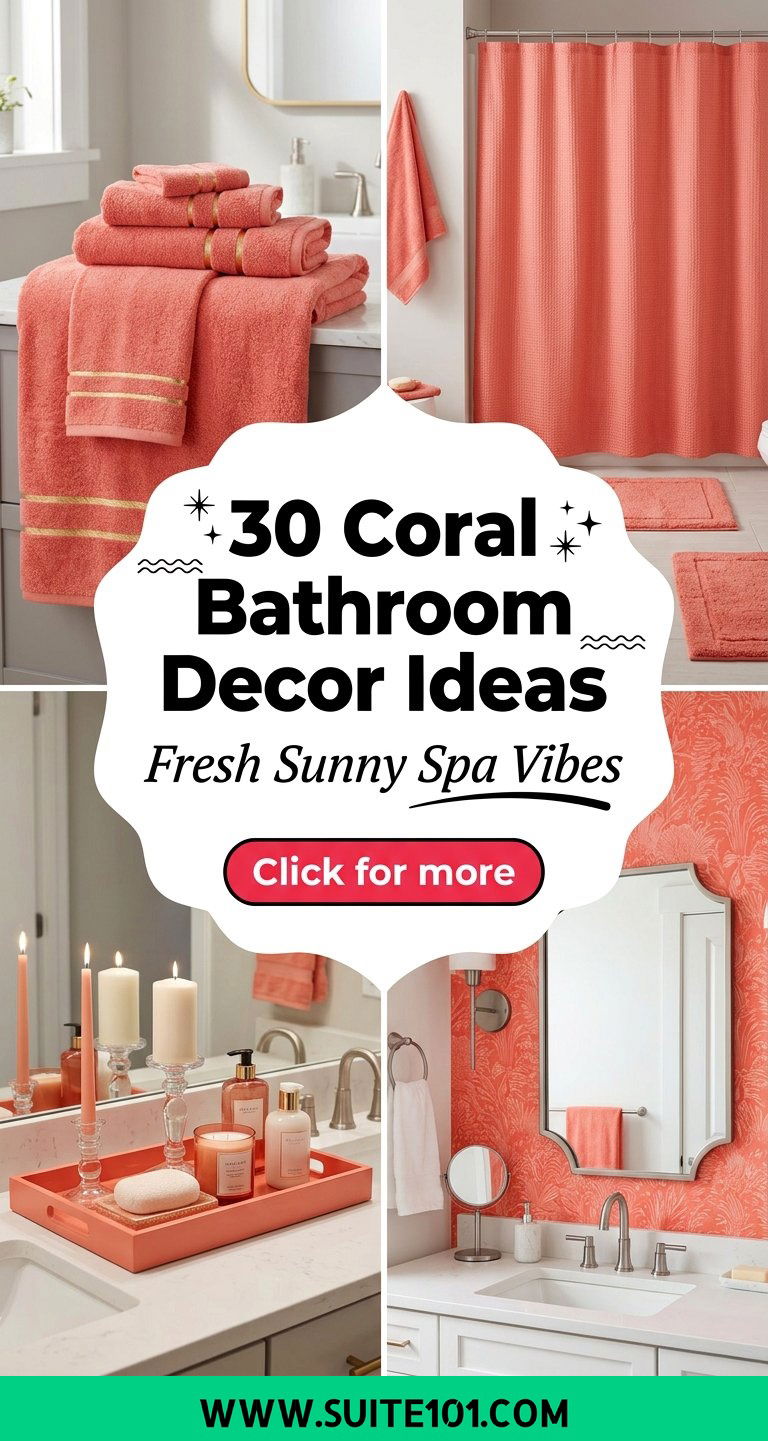30 Coral Bathroom Decor Ideas for Fresh Sunny Spa Vibes - 30 Coral Bathroom Decor Ideas for Fresh, Sunny Spa Vibes
