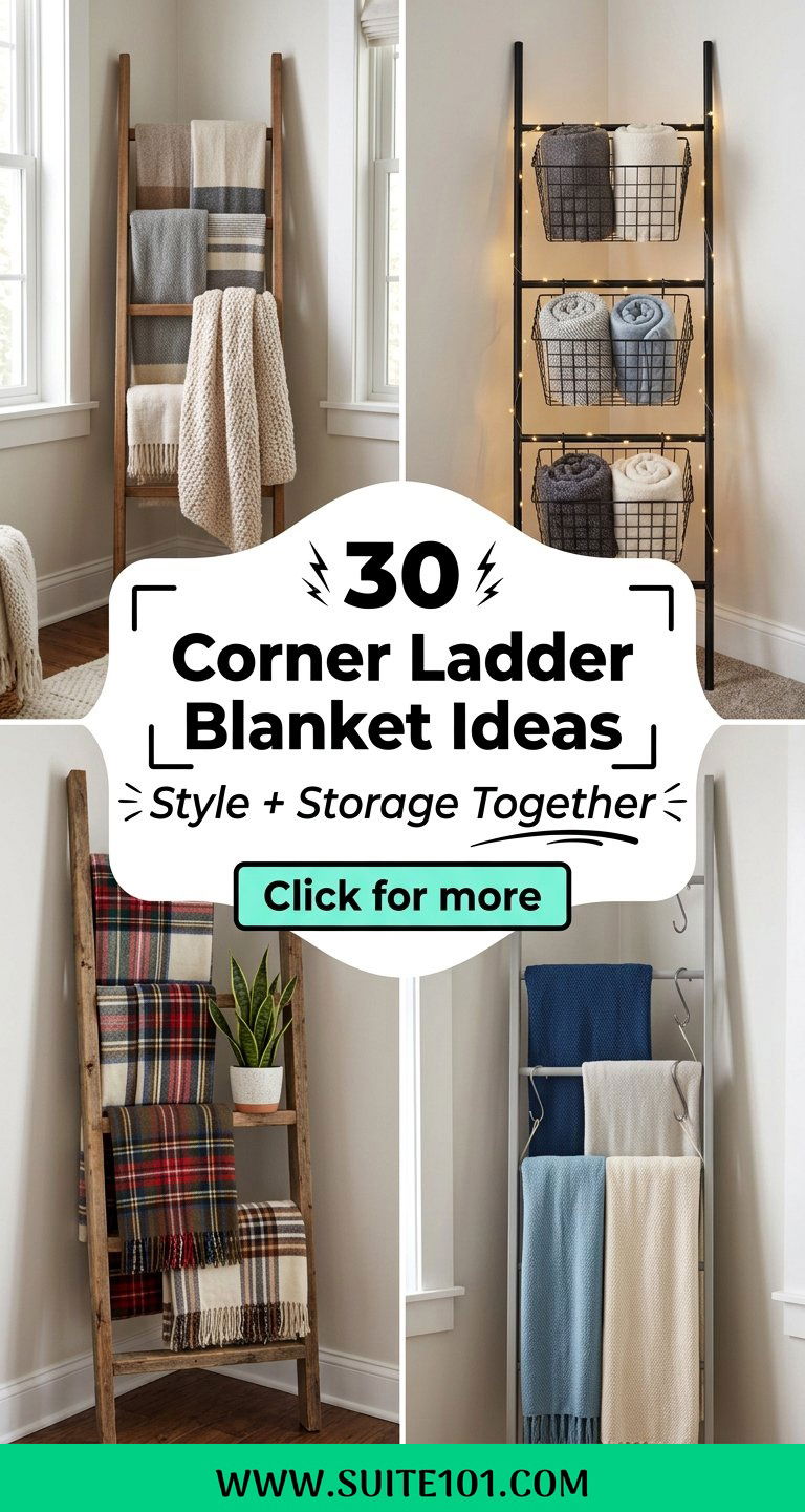 30 Corner Ladder Blanket Ideas for Stylish Storage and Display - 30 Corner Ladder Blanket Ideas for Stylish Storage and Display