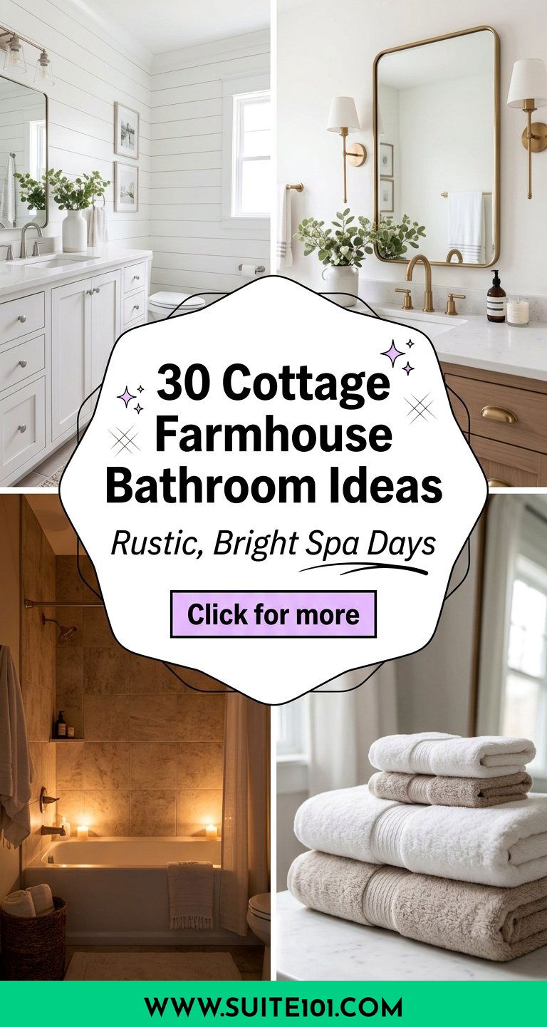 30 Cottage Farmhouse Bathroom Ideas for Rustic Bright Spa Days - 30 Cottage Farmhouse Bathroom Ideas for Rustic, Bright Spa Days