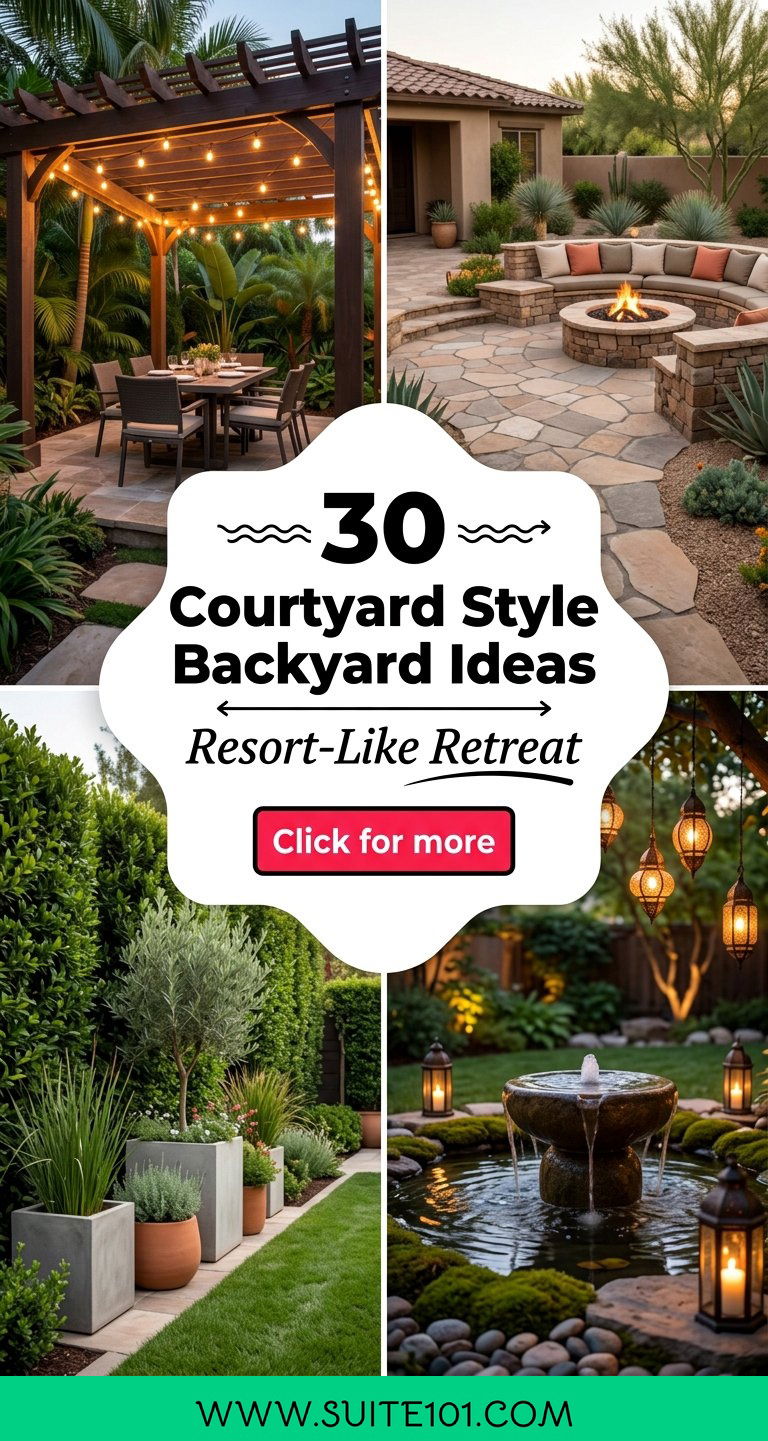 30 Courtyard Style Backyard Ideas for a Resort-Like Retreat - 30 Courtyard Style Backyard Ideas for a Resort-Like Retreat