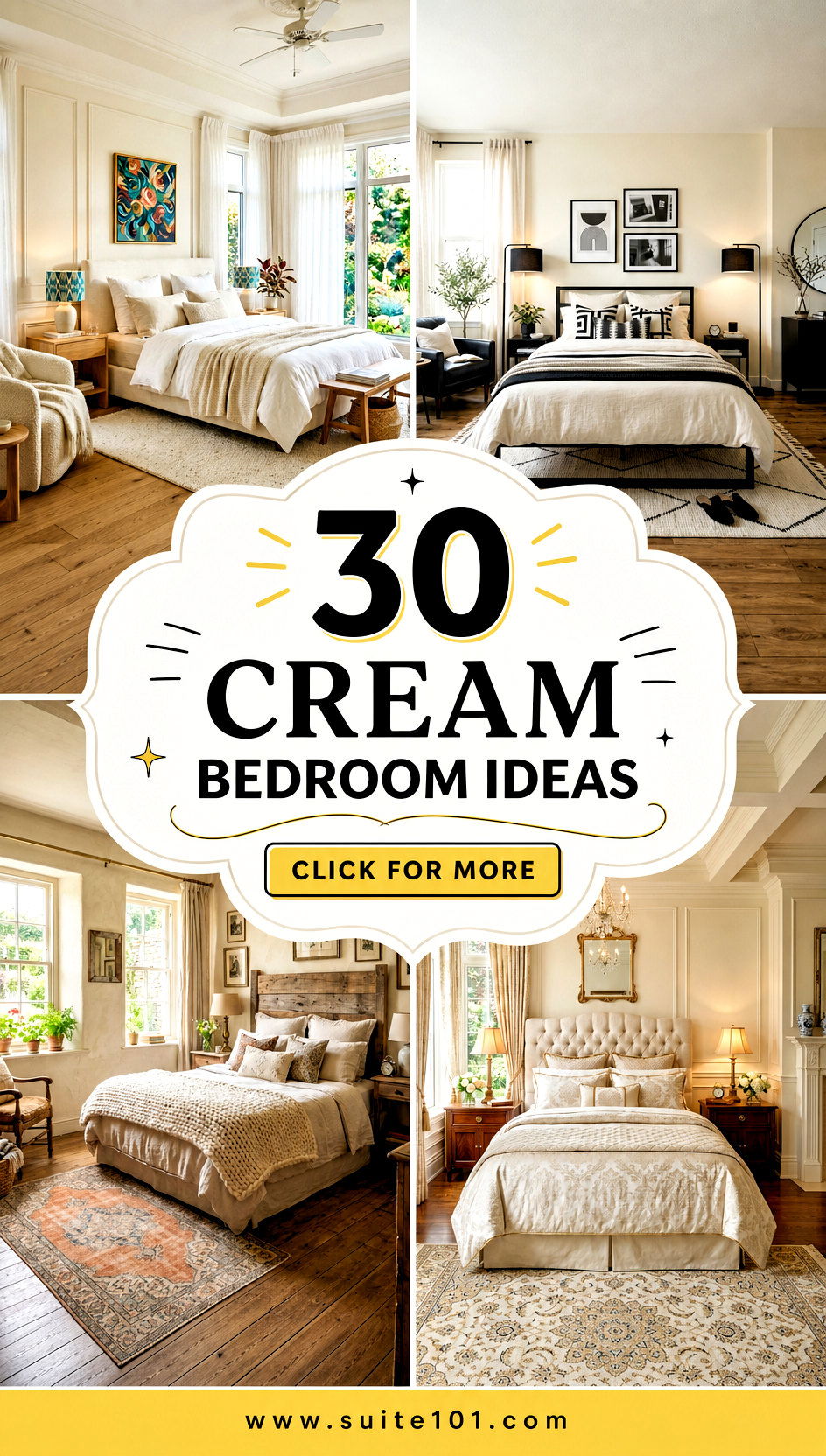 30 Cream Bedroom Ideas for Soft Light and Timeless Style - 30 Cream Bedroom Ideas for Soft Light and Timeless Style