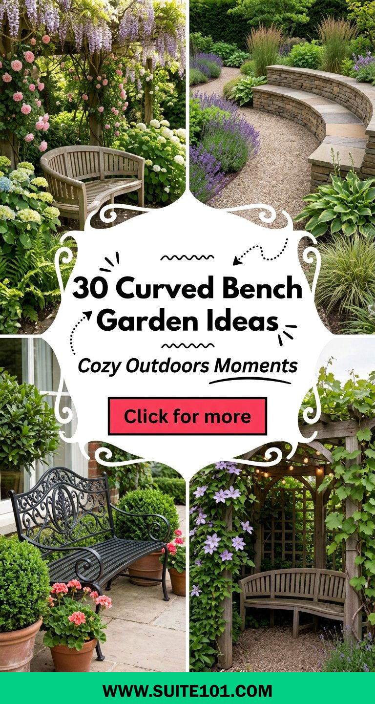 30 Curved Bench Garden Ideas for Cozy Seating Moments Outdoors - 30 Curved Bench Garden Ideas for Cozy Seating Moments Outdoors