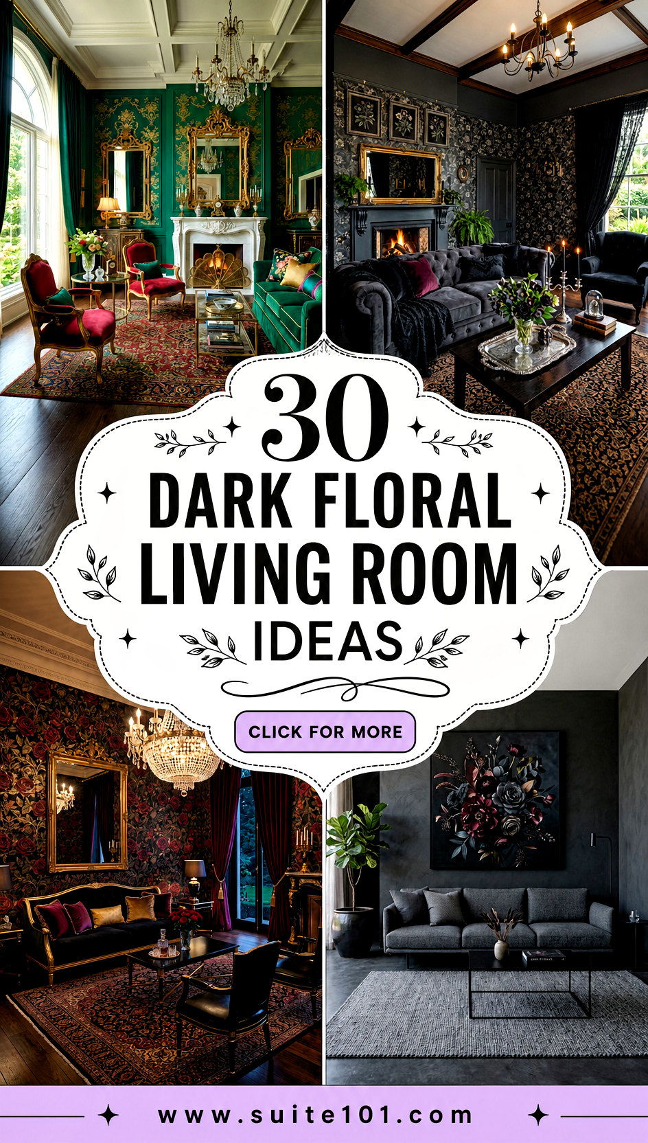 30 Dark Floral Living Room Ideas For Dramatic Moody Style - 30 Dark Floral Living Room Ideas For Dramatic, Moody Style