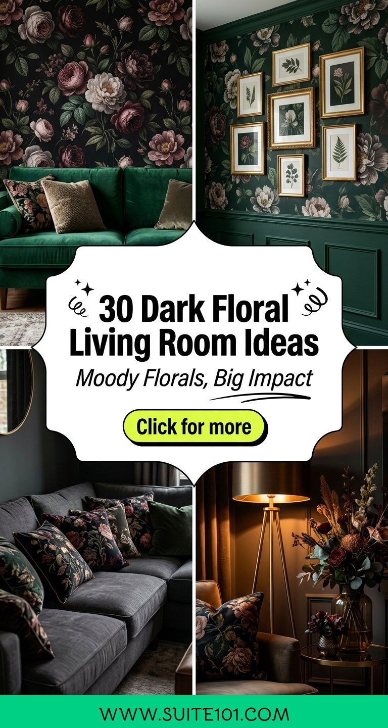 30 Dark Floral Living Room Ideas For Dramatic Moody Style - 30 Dark Floral Living Room Ideas For Dramatic, Moody Style