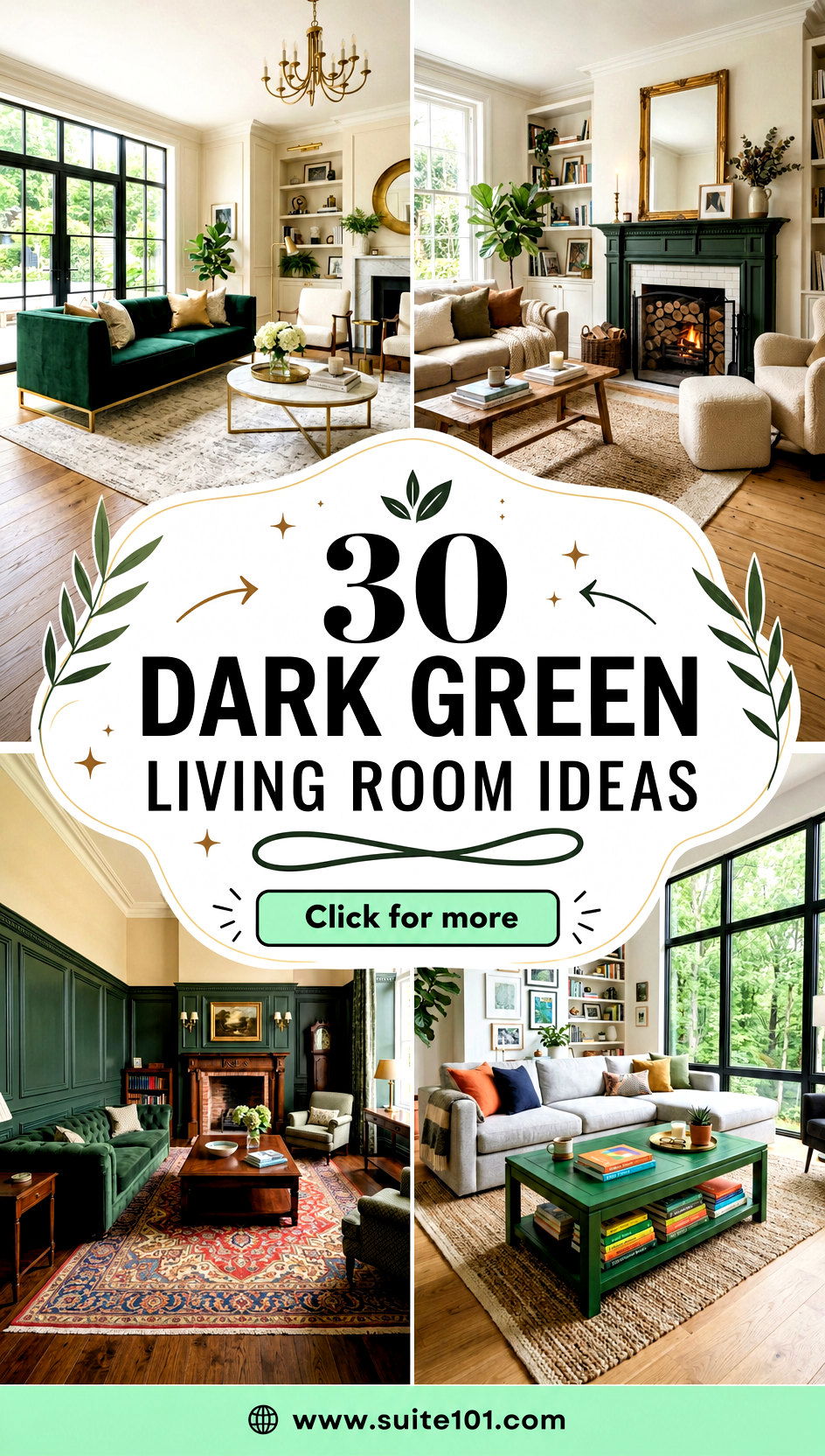 30 Dark Green Living Room Ideas for a Rich Modern Look - 30 Dark Green Living Room Ideas for a Rich, Modern Look