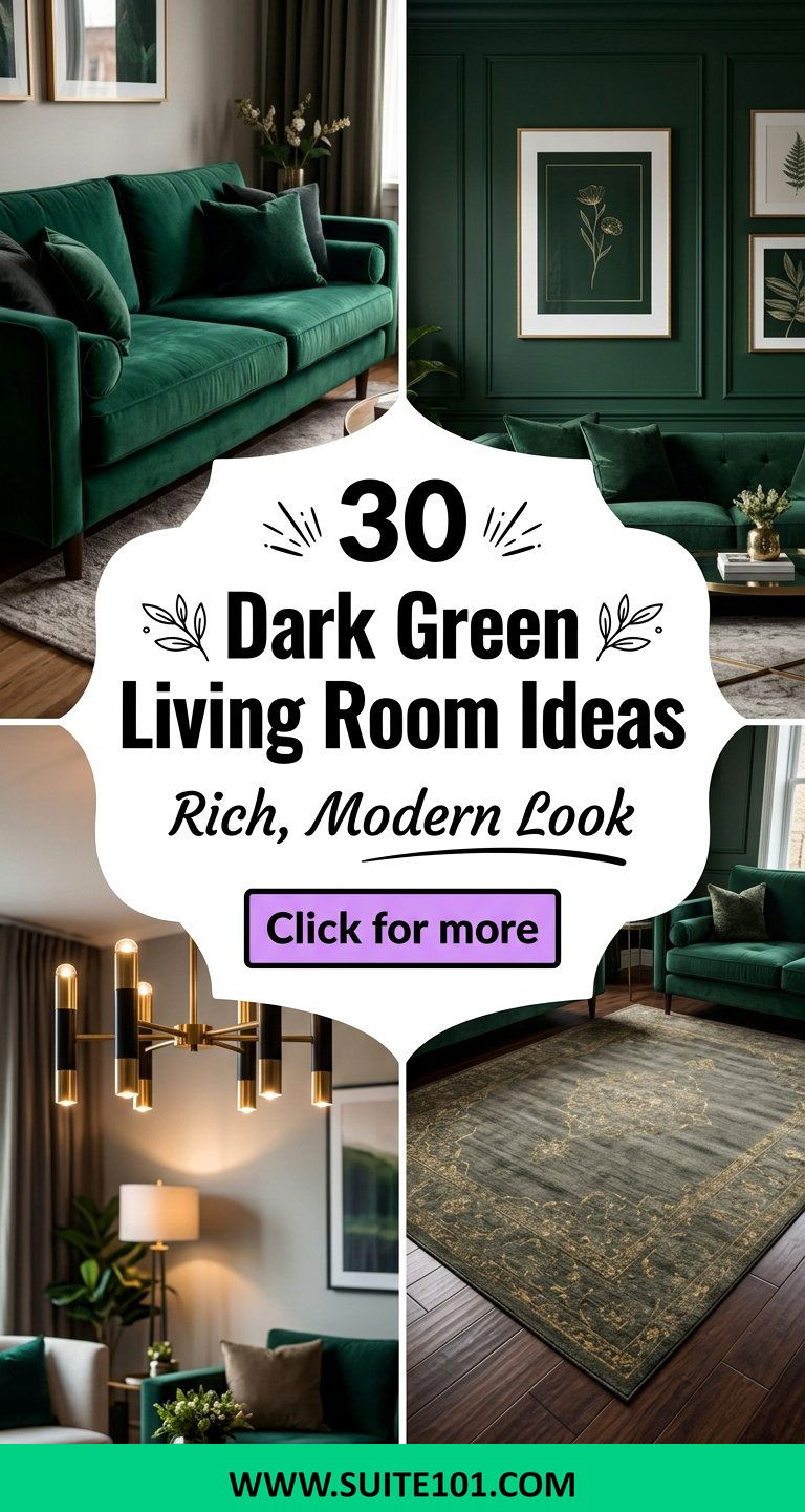 30 Dark Green Living Room Ideas for a Rich Modern Look - 30 Dark Green Living Room Ideas for a Rich, Modern Look