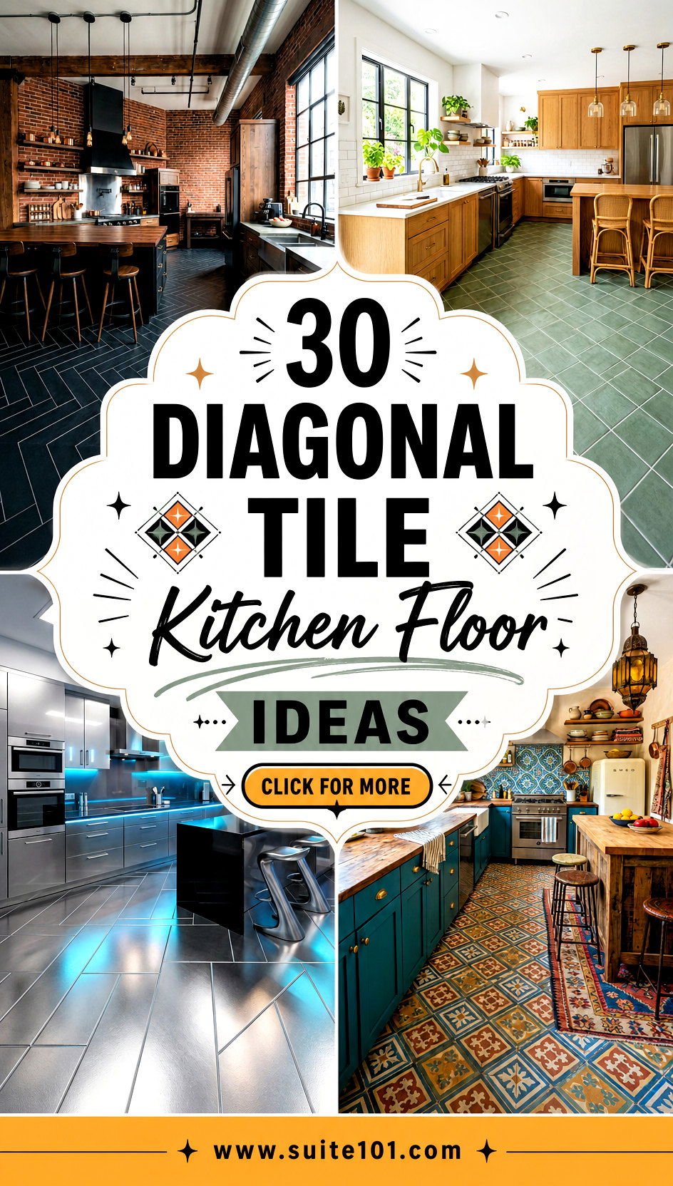 30 Diagonal Tile Kitchen Floor Ideas That Make a Statement - 30 Diagonal Tile Kitchen Floor Ideas That Make a Statement