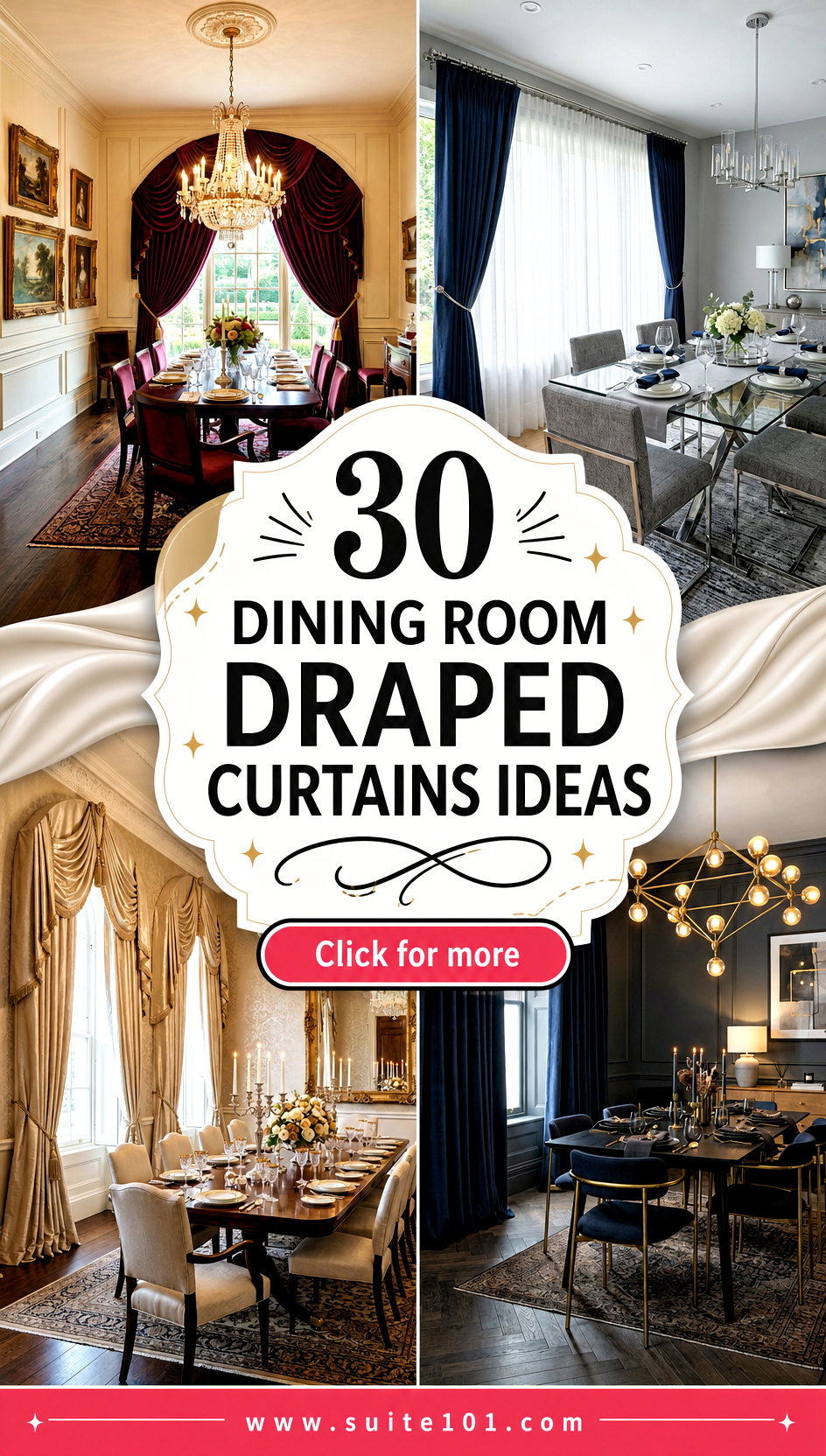 30 Dining Room Draped Curtains Ideas Elegant Window Drama - 30 Dining Room Draped Curtains Ideas: Elegant Window Drama