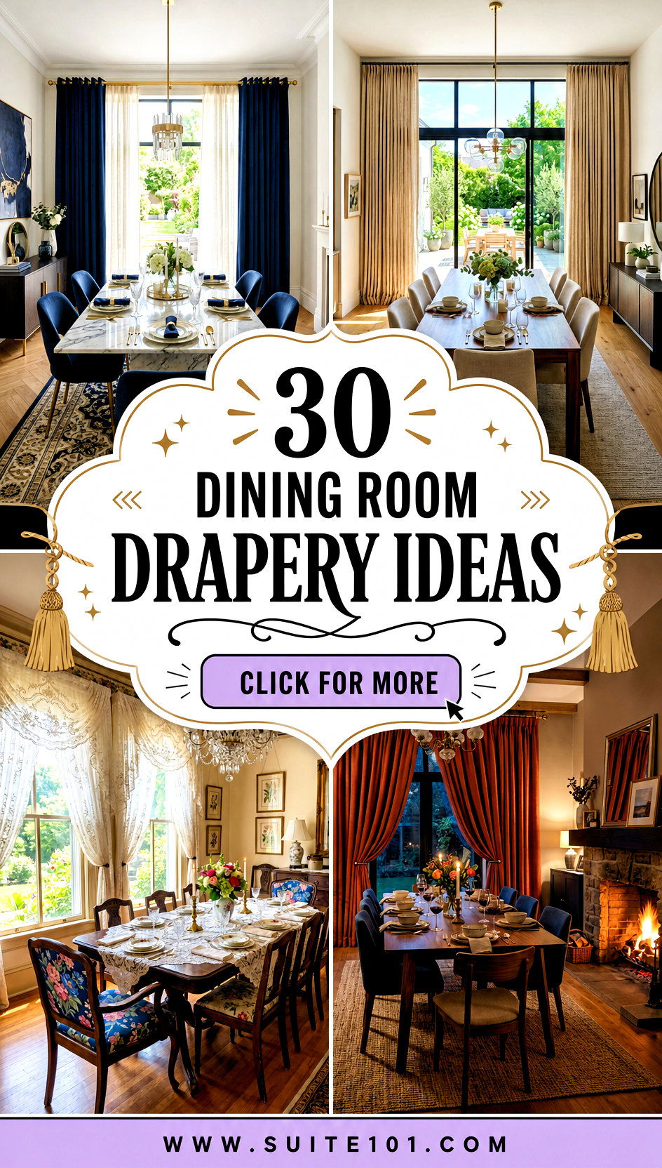 30 Dining Room Drapery Ideas That Make Your Windows Pop - 30 Dining Room Drapery Ideas That Make Your Windows Pop