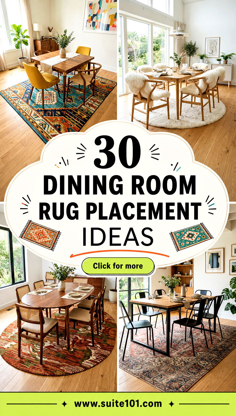 30 Dining Room Rug Placement Ideas For Perfect Shape Balance - 30 Dining Room Rug Placement Ideas For Perfect Shape Balance