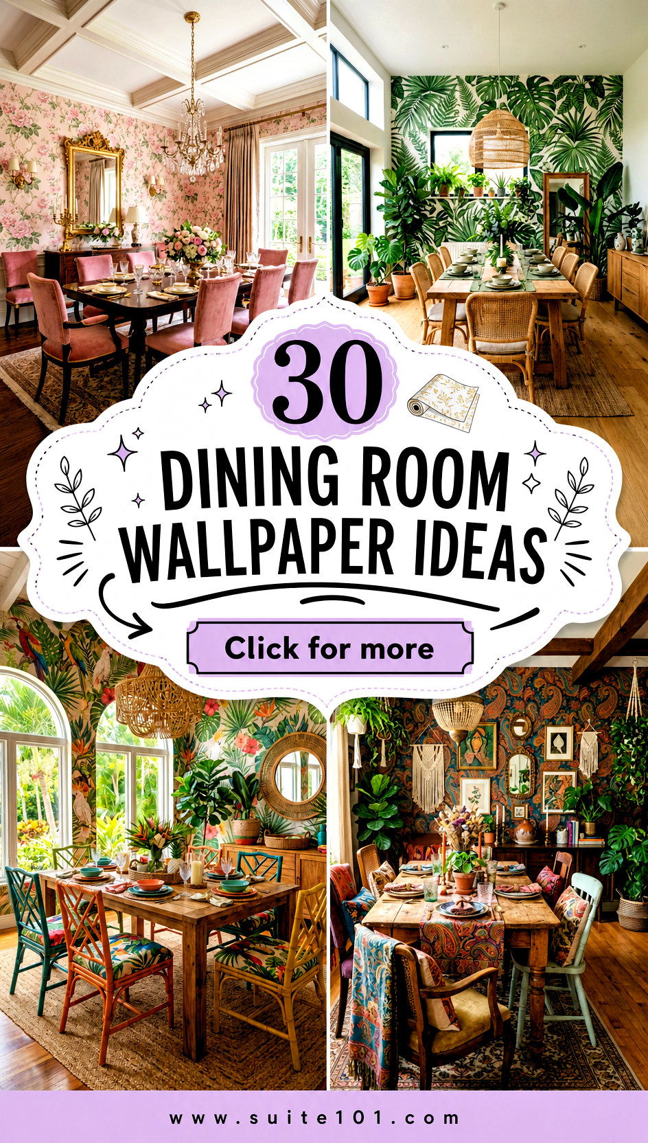 30 Dining Room Wallpaper Ideas to Add Pattern and Charm - 30 Dining Room Wallpaper Ideas to Add Pattern and Charm