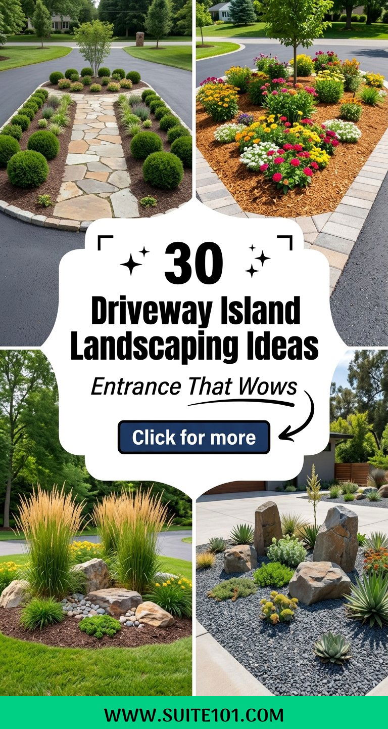 30 Driveway Island Landscaping Ideas for Stunning Entrance - 30 Driveway Island Landscaping Ideas for Stunning Entrance