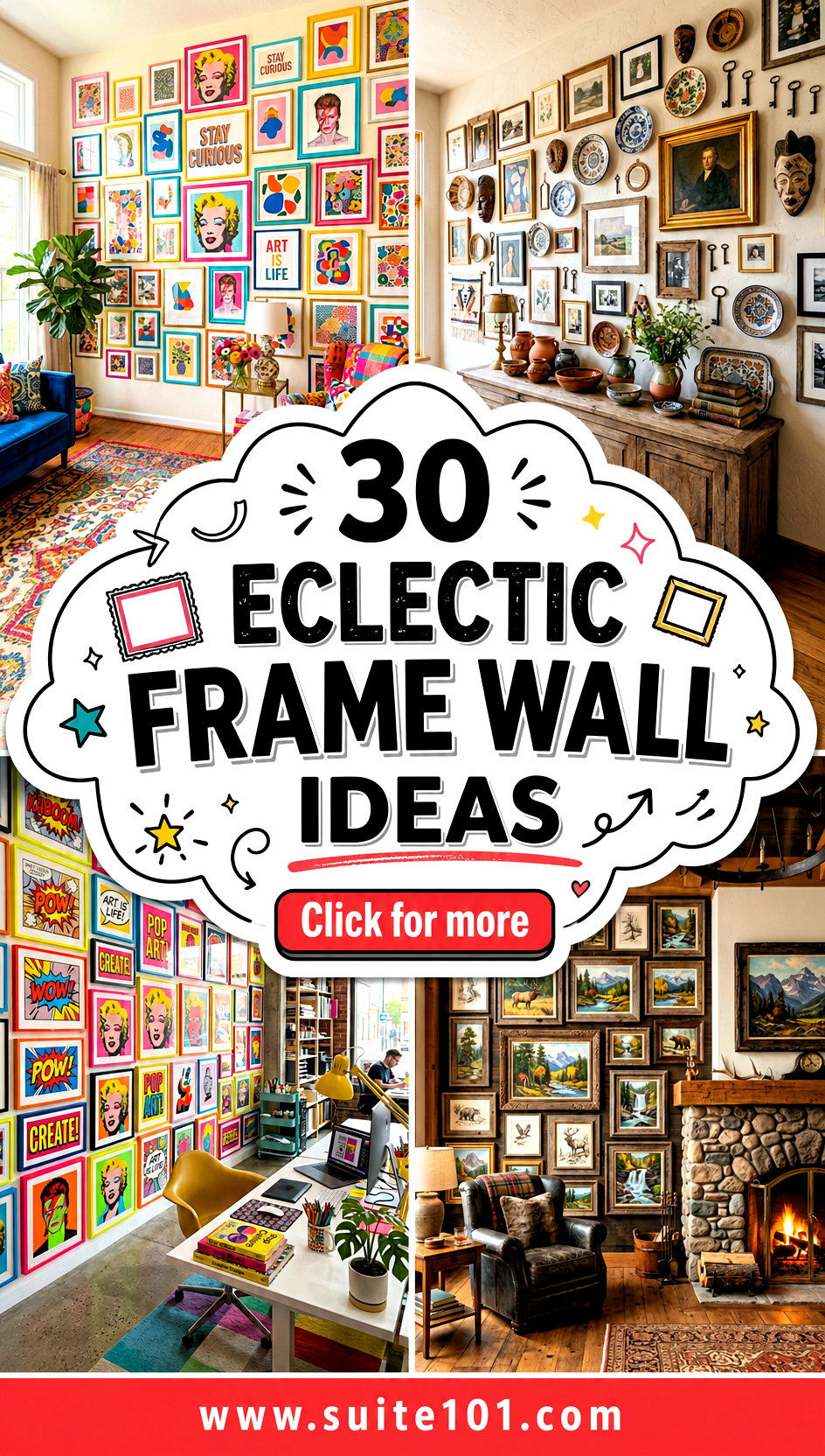 30 Eclectic Frame Wall Ideas That Make Your Walls Pop Today - 30 Eclectic Frame Wall Ideas That Make Your Walls Pop Today