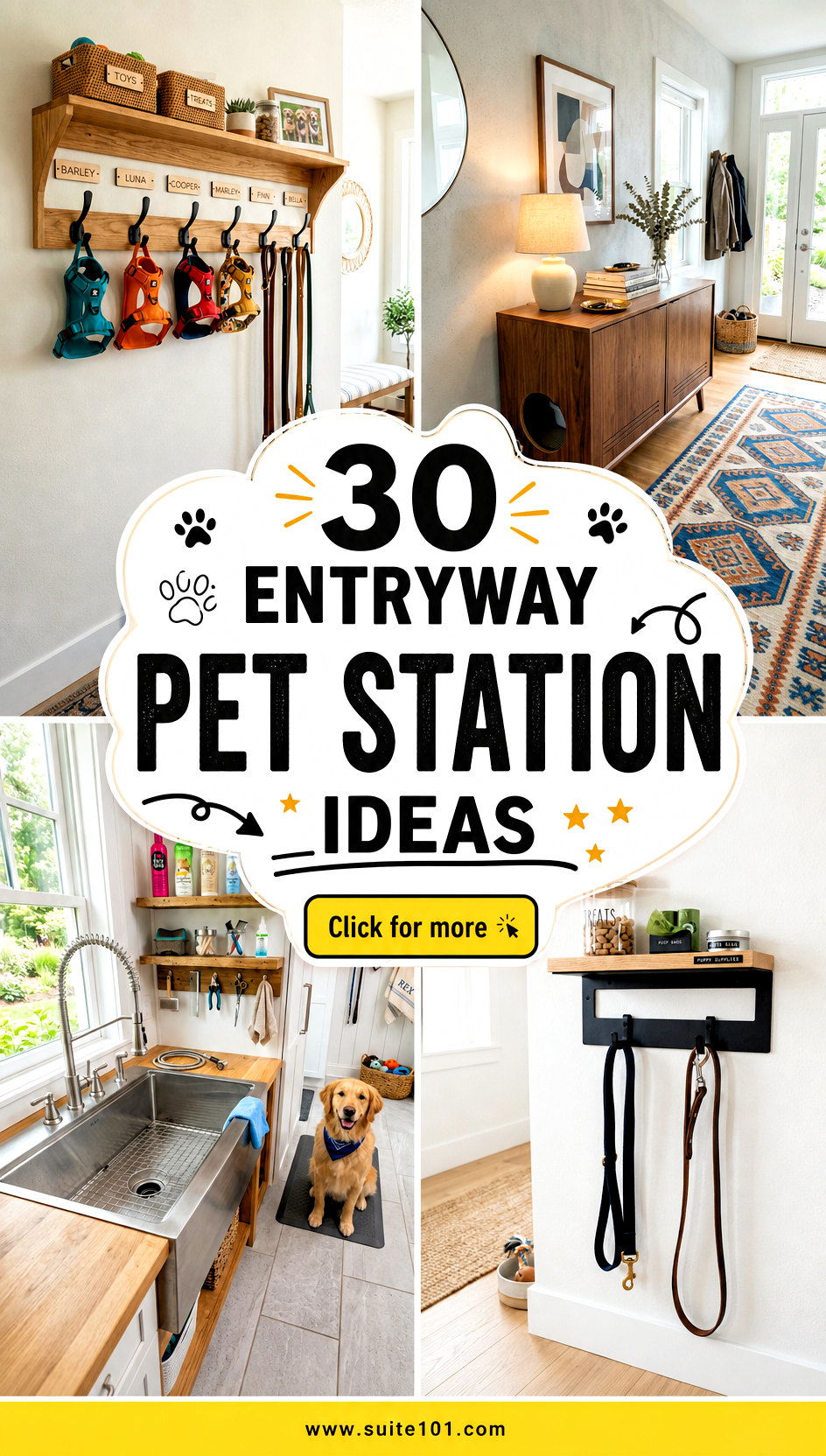 30 Entryway Pet Station Ideas to Tidy Leashes and Treats - 30 Entryway Pet Station Ideas to Tidy Leashes and Treats