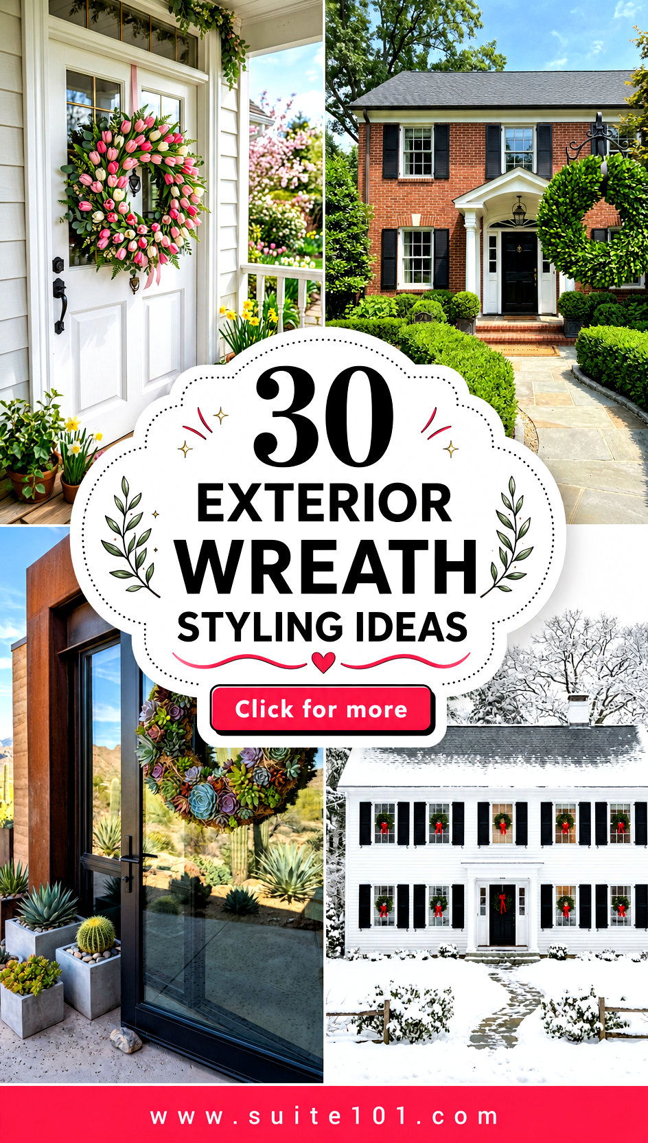 30 Exterior Wreath Styling Ideas to Make Your Front Door Pop - 30 Exterior Wreath Styling Ideas to Make Your Front Door Pop