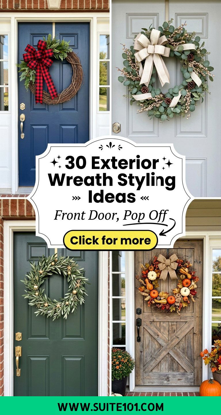 30 Exterior Wreath Styling Ideas to Make Your Front Door Pop - 30 Exterior Wreath Styling Ideas to Make Your Front Door Pop