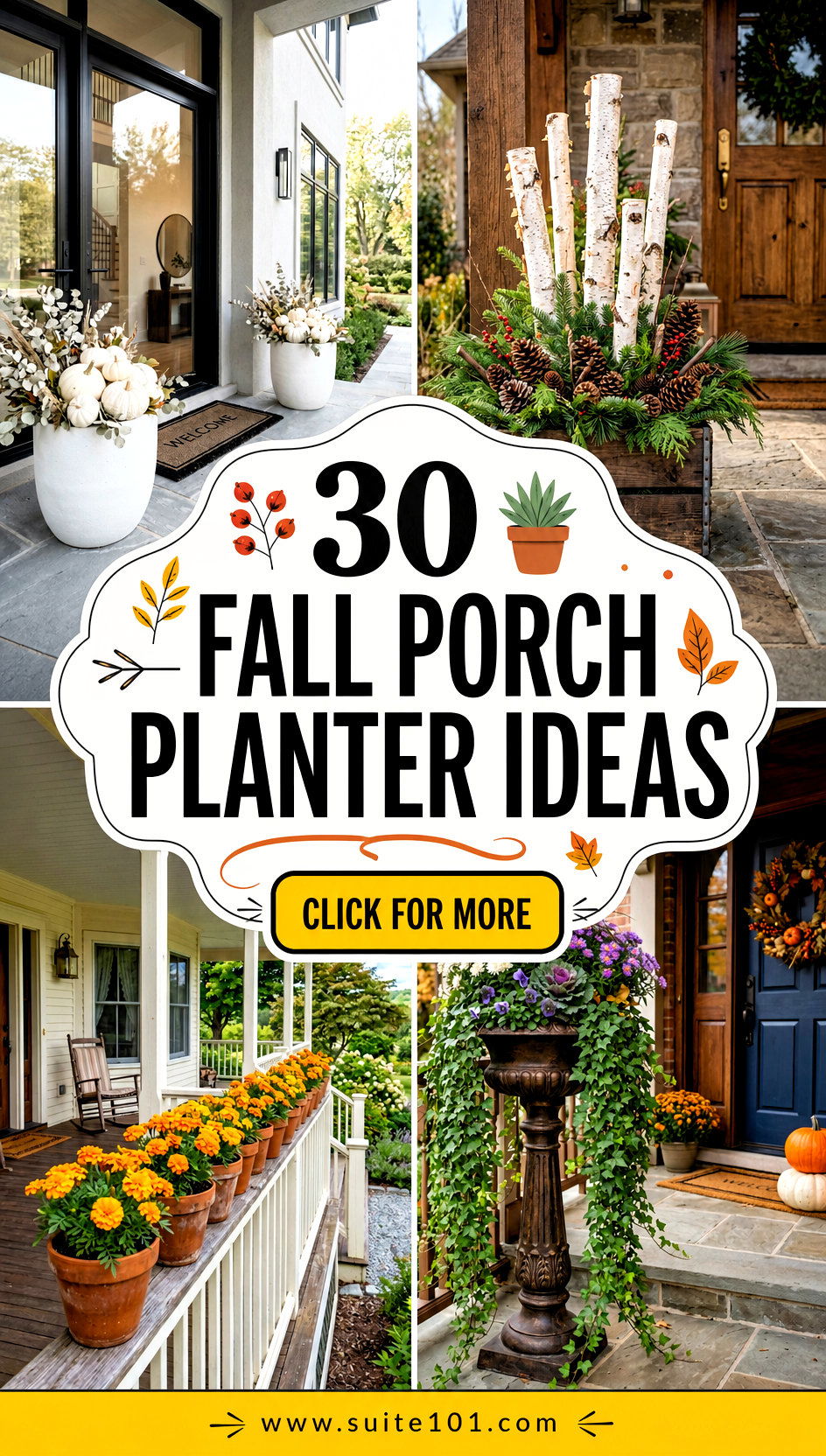 30 Fall Porch Planter Ideas for Cozy Curb Appeal All Season - 30 Fall Porch Planter Ideas for Cozy Curb Appeal All Season