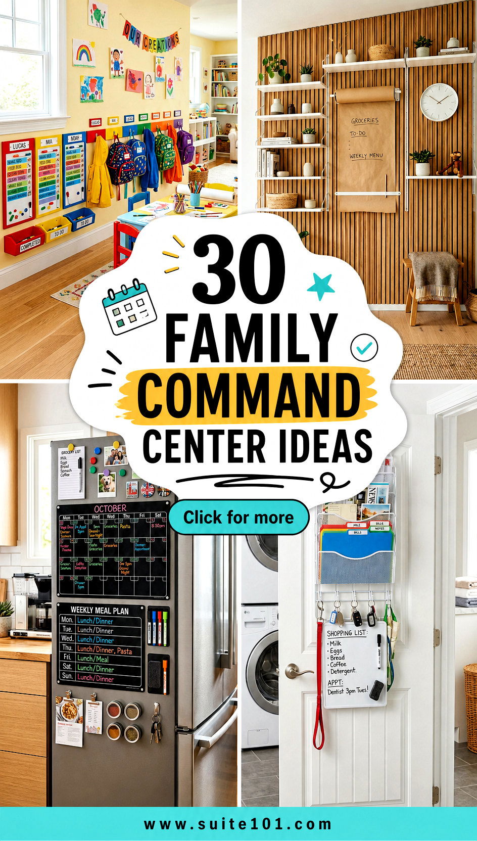 30 Family Command Center Ideas for Easy Weekday Organization - 30 Family Command Center Ideas for Easy Weekday Organization