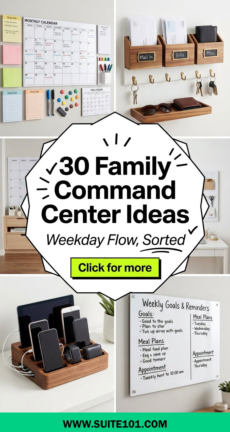 30 Family Command Center Ideas for Easy Weekday Organization - 30 Family Command Center Ideas for Easy Weekday Organization