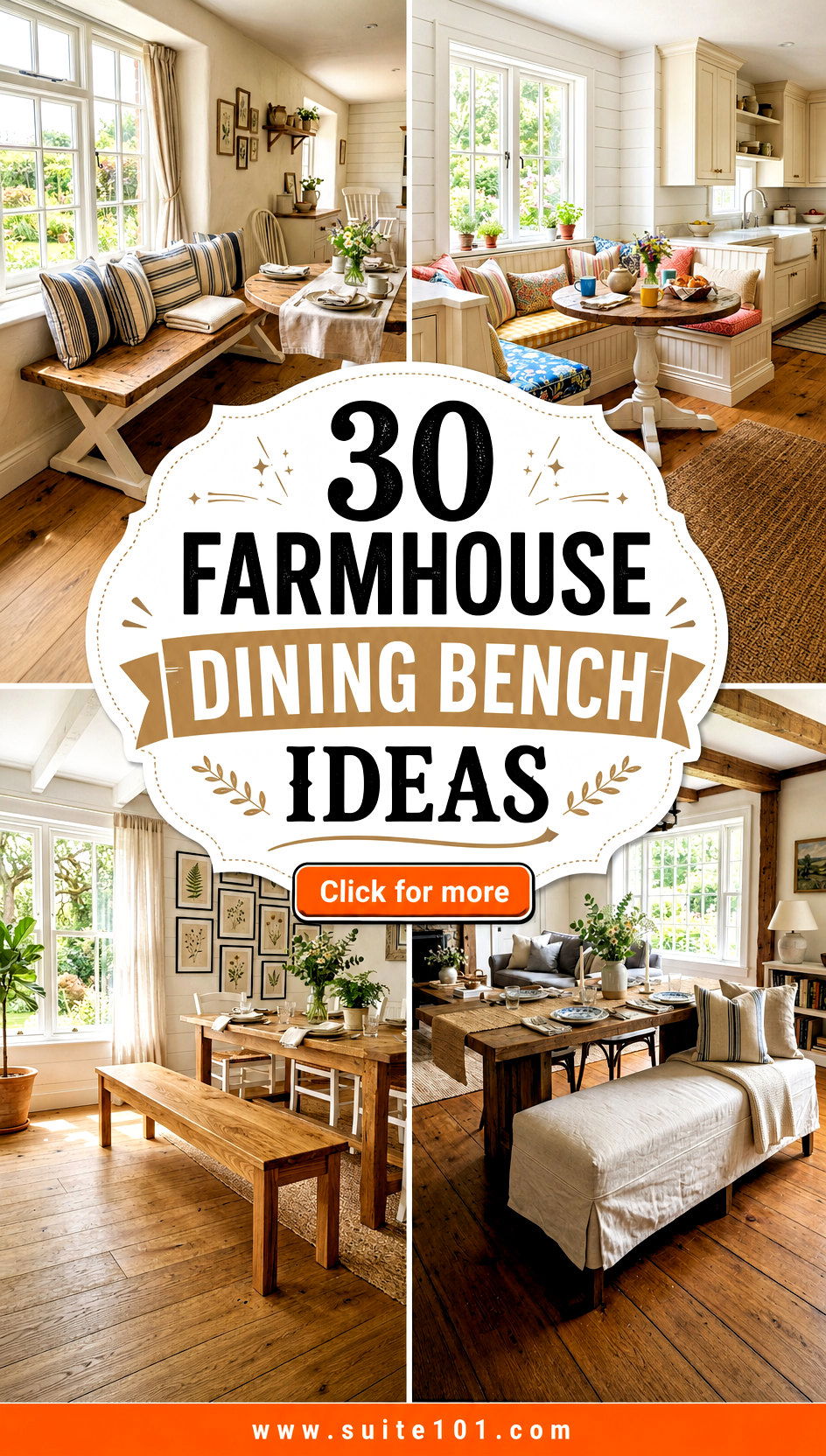 30 Farmhouse Dining Bench Ideas to Upgrade Your Everyday Table - 30 Farmhouse Dining Bench Ideas to Upgrade Your Everyday Table