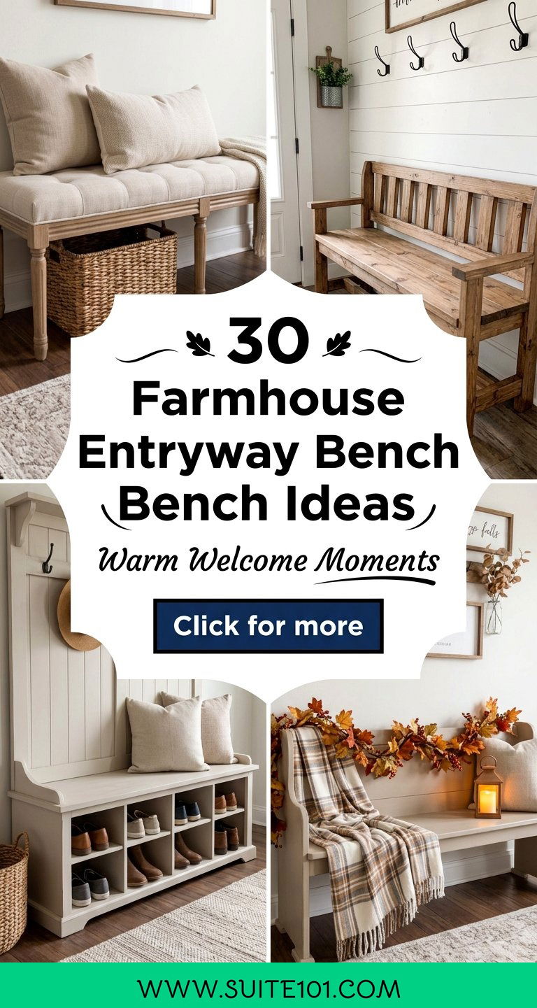 30 Farmhouse Entryway Bench Ideas for Warm Welcoming Spaces - 30 Farmhouse Entryway Bench Ideas for Warm, Welcoming Spaces