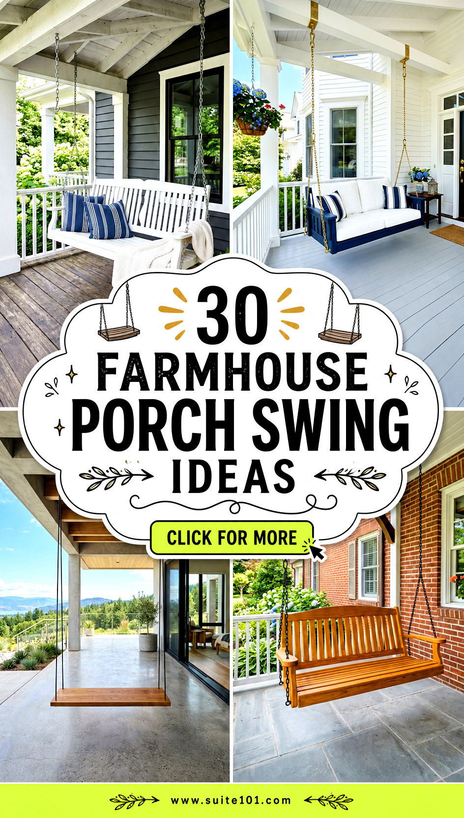 30 Farmhouse Porch Swing Ideas for Cozy Outdoor Relaxation - 30 Farmhouse Porch Swing Ideas for Cozy Outdoor Relaxation