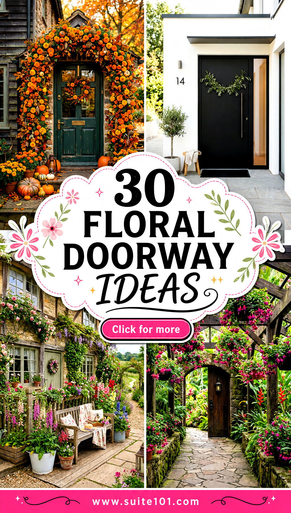 30 Floral Doorway Ideas To Welcome Guests in Style - 30 Floral Doorway Ideas To Welcome Guests in Style
