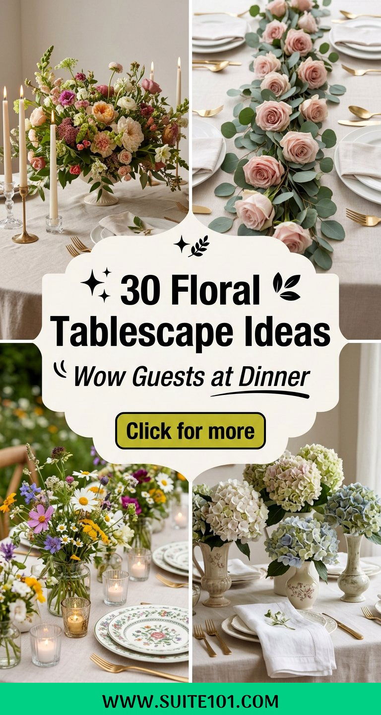 30 Floral Tablescape Ideas to Wow Guests at Your Next Dinner - 30 Floral Tablescape Ideas to Wow Guests at Your Next Dinner
