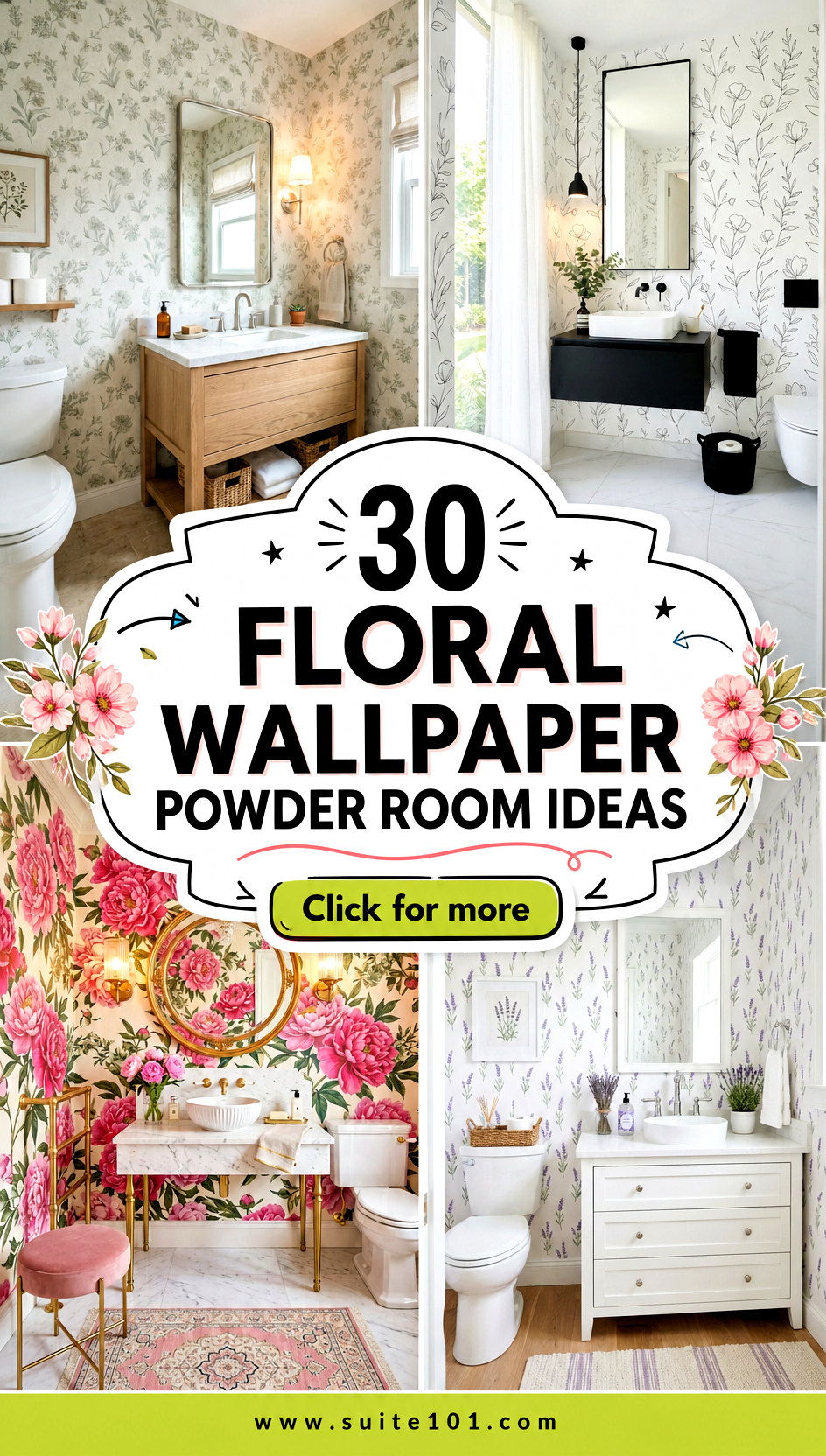 30 Floral Wallpaper Powder Room Ideas For Bold Beautiful Style - 30 Floral Wallpaper Powder Room Ideas For Bold, Beautiful Style