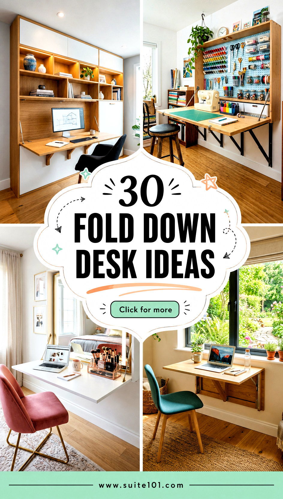 30 Fold Down Desk Ideas for a Clean Clutter-Free Home Office - 30 Fold Down Desk Ideas for a Clean, Clutter-Free Home Office
