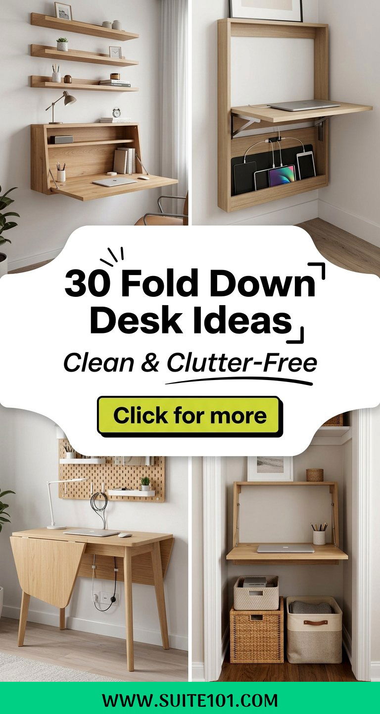 30 Fold Down Desk Ideas for a Clean Clutter-Free Home Office - 30 Fold Down Desk Ideas for a Clean, Clutter-Free Home Office