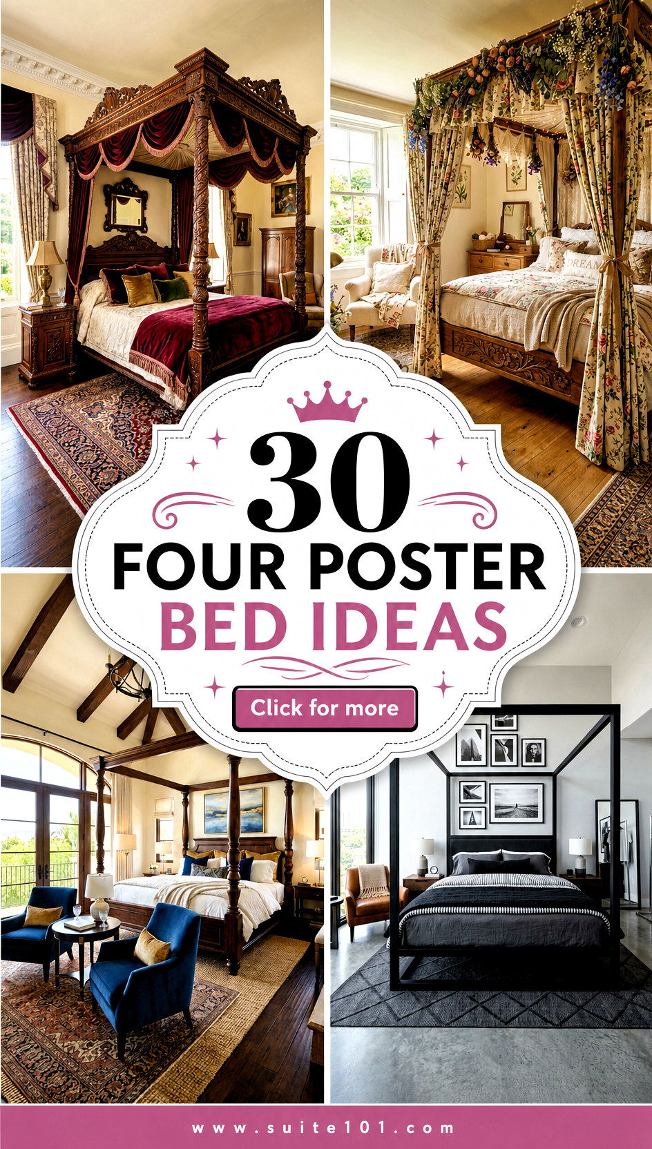 30 Four Poster Bed Ideas to Create a Luxurious Bedroom Look - 30 Four Poster Bed Ideas to Create a Luxurious Bedroom Look