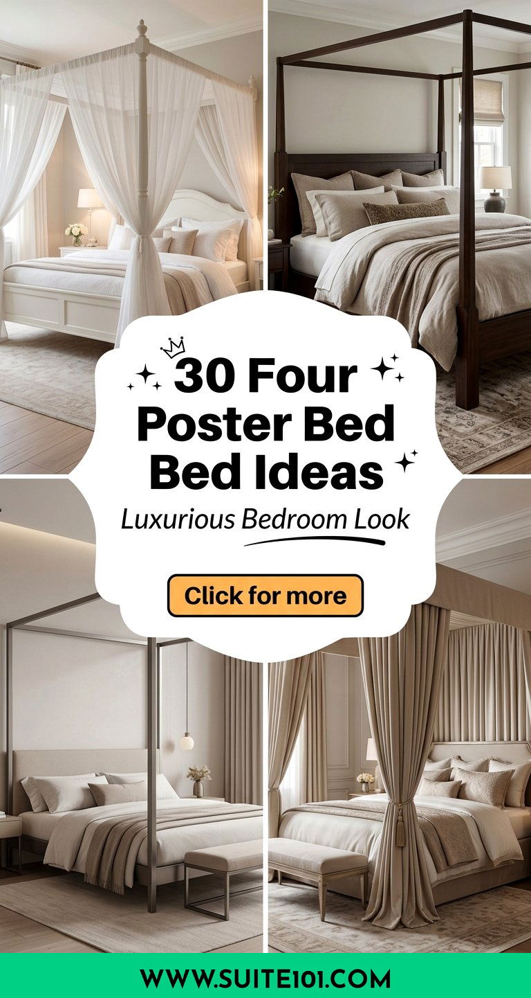 30 Four Poster Bed Ideas to Create a Luxurious Bedroom Look - 30 Four Poster Bed Ideas to Create a Luxurious Bedroom Look
