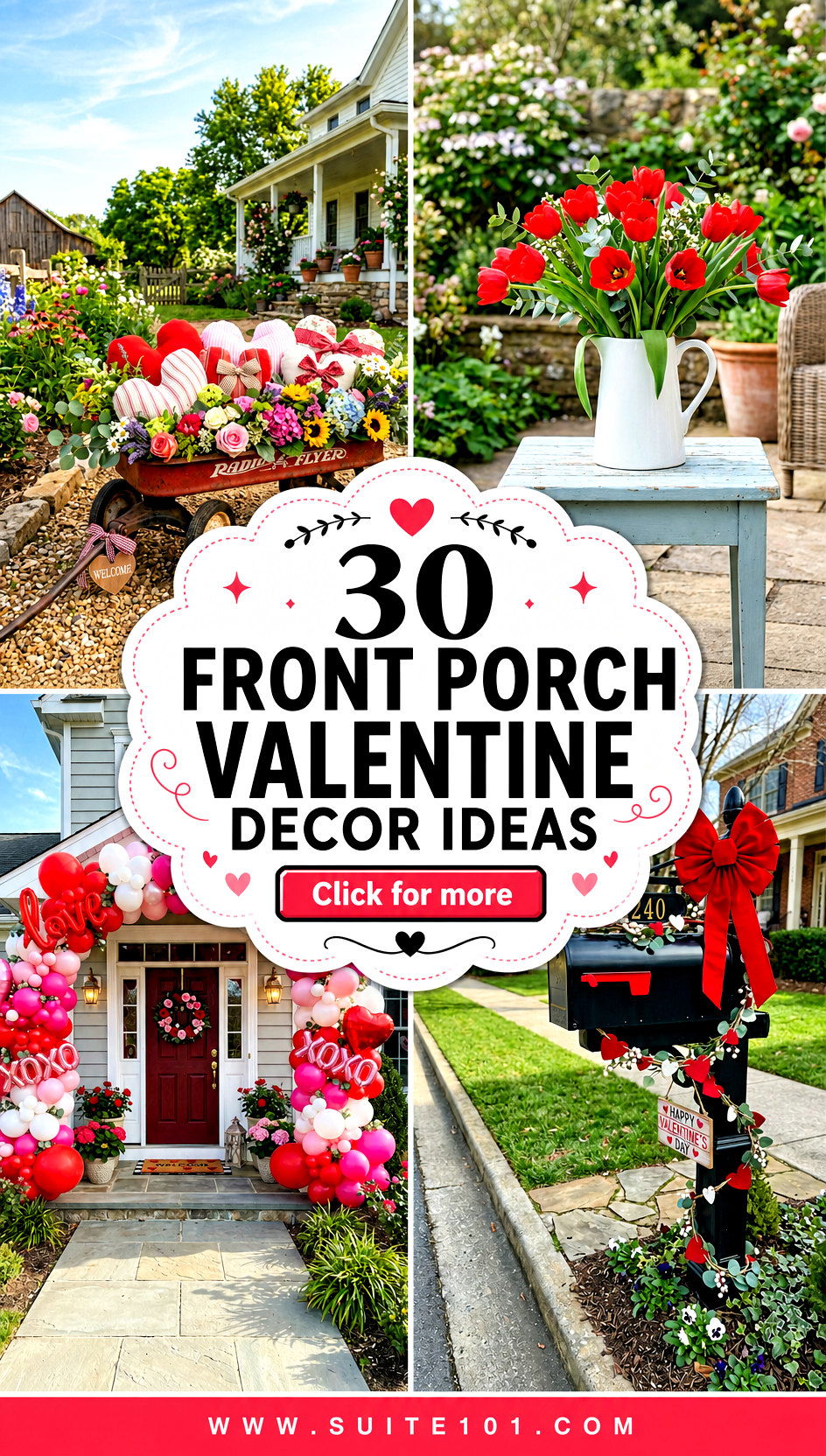 30 Front Porch Valentine Decor Ideas to Wow Guests With Love - 30 Front Porch Valentine Decor Ideas to Wow Guests With Love