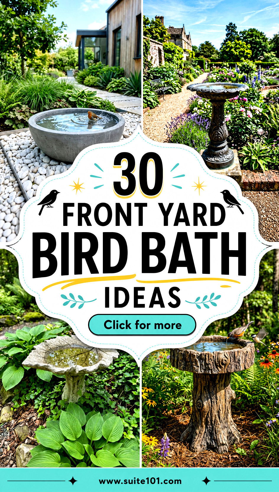 30 Front Yard Bird Bath Ideas to Welcome Backyard Birds - 30 Front Yard Bird Bath Ideas to Welcome Backyard Birds