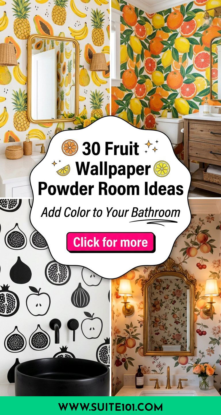30 Fruit Wallpaper Powder Room Ideas Add Color to Your Bathroom - 30 Fruit Wallpaper Powder Room Ideas: Add Color to Your Bathroom